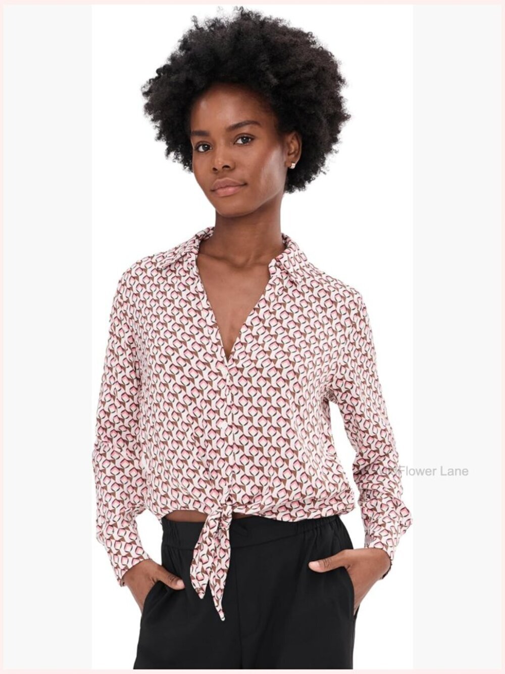 Lover Tie Blouse with Collar and Long Sleeves